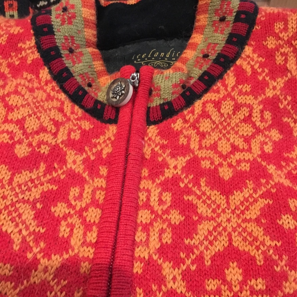 Orange design Icelandic Design zippered sweater